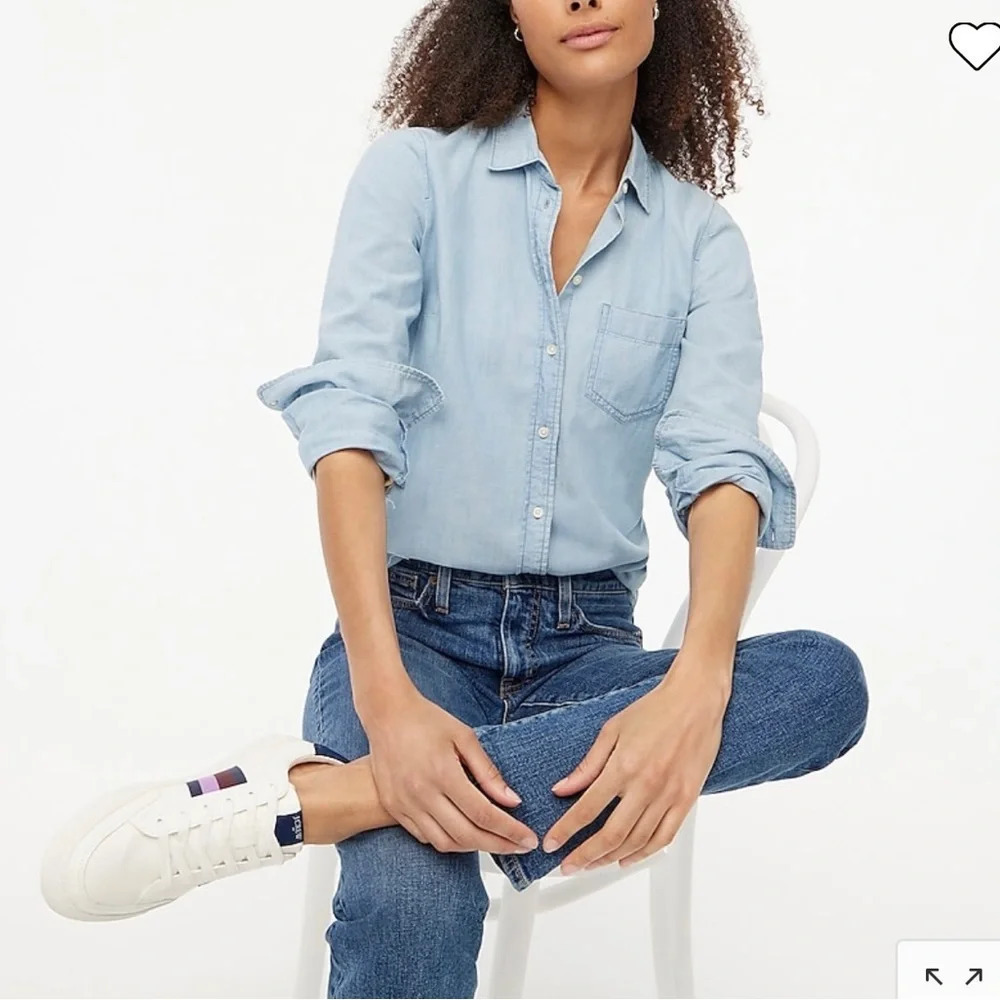 J. Crew 100% Cotton Light Wash Chambray Button Front Shirt Xxsmall Women’s